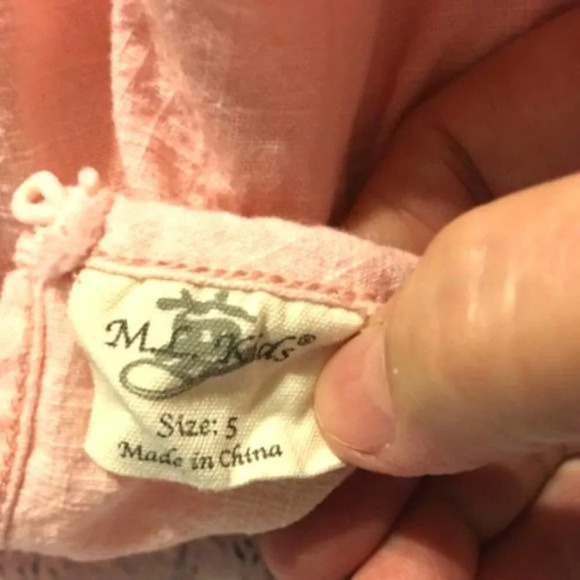 ML Kids Girls Dress Melon/White Lace Short Sleeve One Button Back Size 5 - Picture 3 of 5